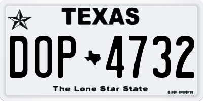TX license plate DOP4732
