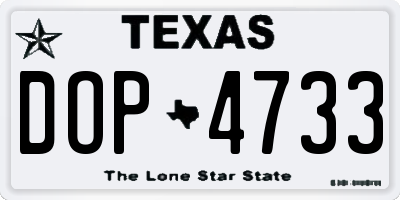 TX license plate DOP4733