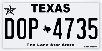 TX license plate DOP4735