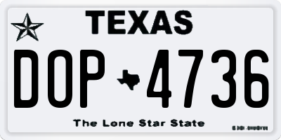 TX license plate DOP4736