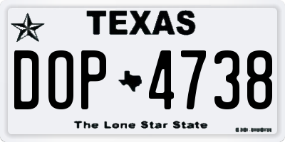 TX license plate DOP4738