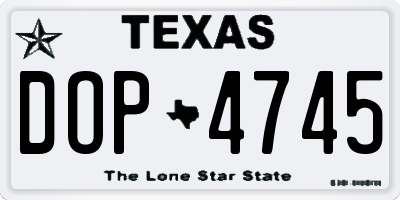 TX license plate DOP4745