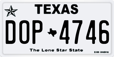 TX license plate DOP4746