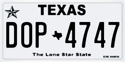 TX license plate DOP4747