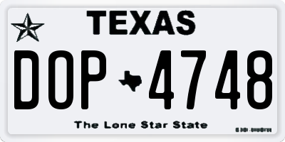 TX license plate DOP4748