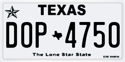 TX license plate DOP4750