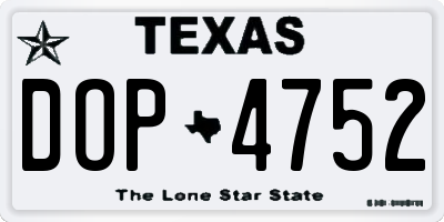 TX license plate DOP4752