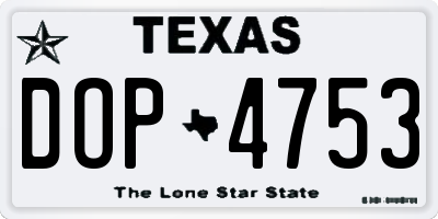 TX license plate DOP4753