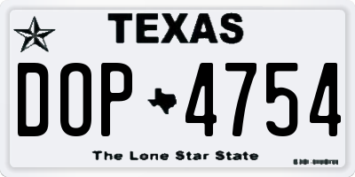 TX license plate DOP4754