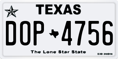 TX license plate DOP4756