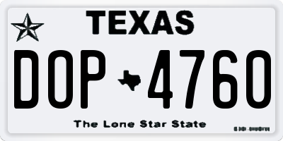 TX license plate DOP4760