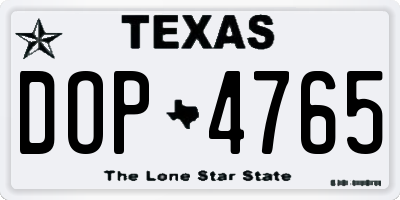 TX license plate DOP4765