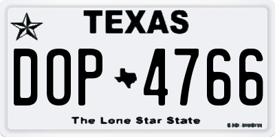 TX license plate DOP4766