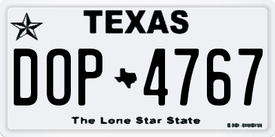 TX license plate DOP4767