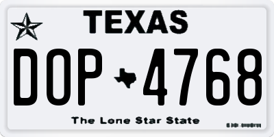 TX license plate DOP4768