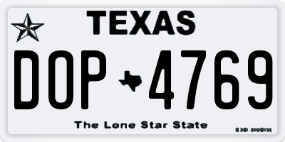 TX license plate DOP4769