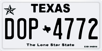 TX license plate DOP4772