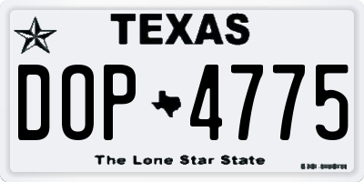 TX license plate DOP4775