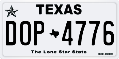 TX license plate DOP4776