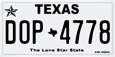 TX license plate DOP4778