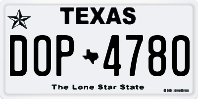 TX license plate DOP4780