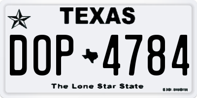 TX license plate DOP4784