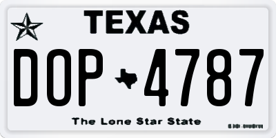 TX license plate DOP4787