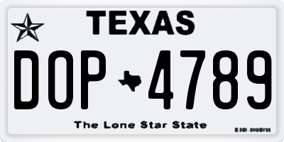 TX license plate DOP4789