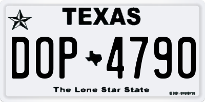 TX license plate DOP4790