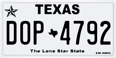 TX license plate DOP4792