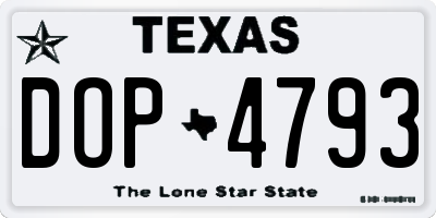 TX license plate DOP4793