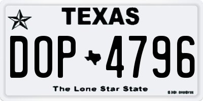 TX license plate DOP4796