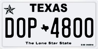 TX license plate DOP4800
