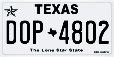 TX license plate DOP4802