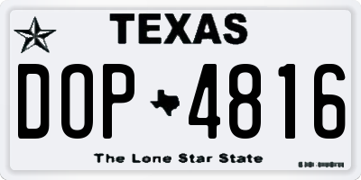 TX license plate DOP4816