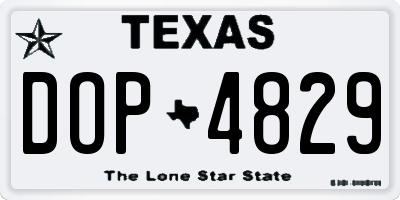 TX license plate DOP4829