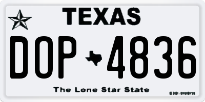 TX license plate DOP4836