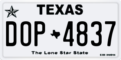 TX license plate DOP4837