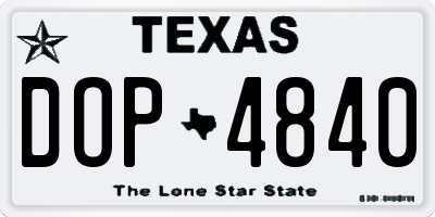 TX license plate DOP4840