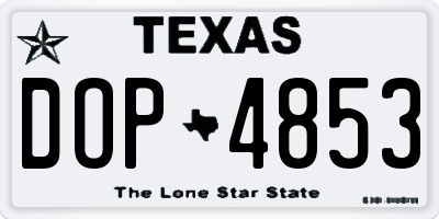 TX license plate DOP4853