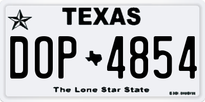 TX license plate DOP4854