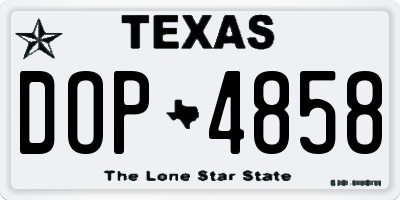 TX license plate DOP4858