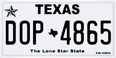 TX license plate DOP4865