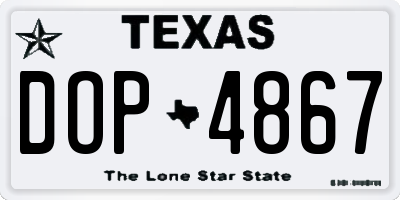 TX license plate DOP4867