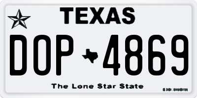 TX license plate DOP4869