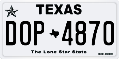 TX license plate DOP4870