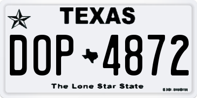 TX license plate DOP4872