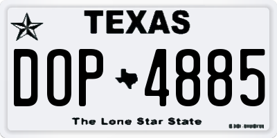 TX license plate DOP4885