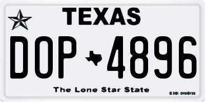 TX license plate DOP4896