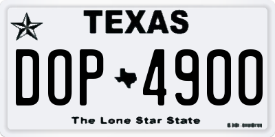 TX license plate DOP4900